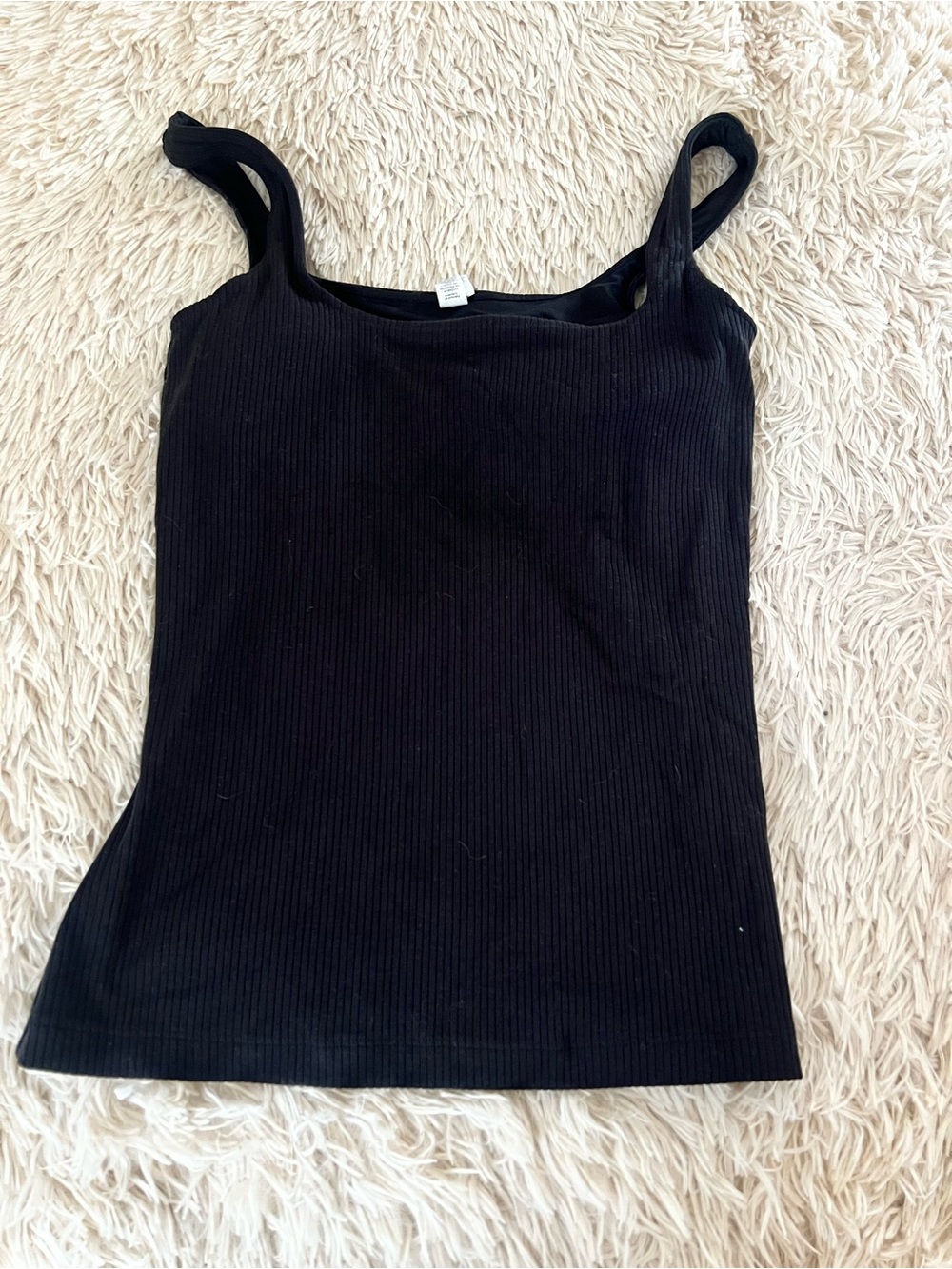 ALO Yoga Black Ribbed Tank - Slim Strap Camisole